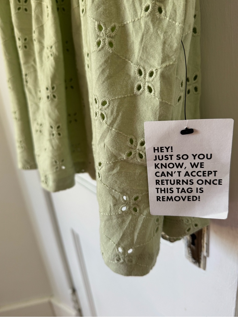 ASOS Eyelet Summer Babydoll Sage Green Dress - Picture 4 of 7